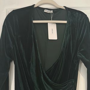 Dark green velvet dress